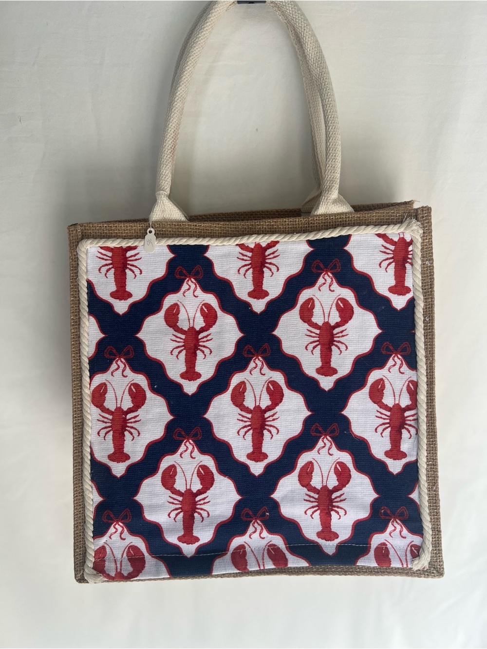 New Handcrafted: Canvas Lobster Tote Bag - Navy & Red
